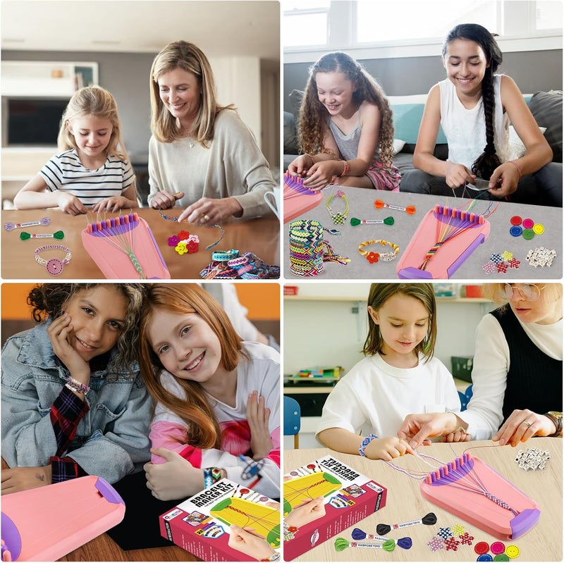 Maynacs Arts and Crafts for Kids Ages 8-12,Friendship Bracelet Making Kit for Girl,Kids Jewelry Making Kit with 28 Pre-Cut Threads,Christmas Birthday Gifts for Ages 6 7 8 9 10 11 12 Year Old Pink/Purple - Image 4